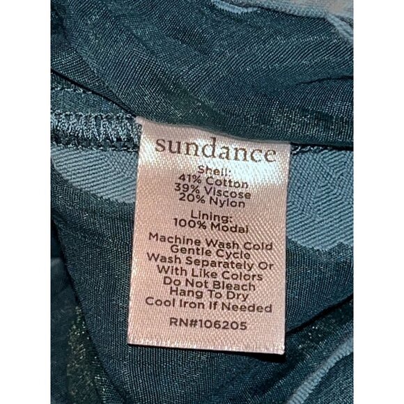 Sundance Teal Blue Floral Mini  Dress Boho Elegant Tie Neck Size Medium M Womwns - Picture 9 of 9